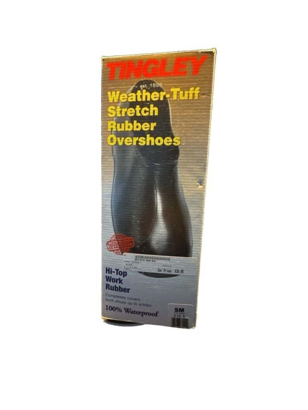Tingley 1300 Weather-Tuff Hi-Top Work Rubber Overshoes, Black, Size Small